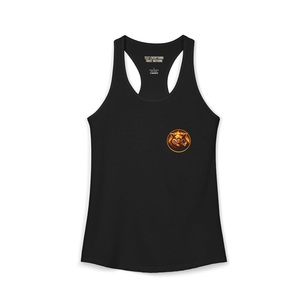 BBQ Test Pit Official Logo Women's Tank Top — Premium Racerback | Batch 001
