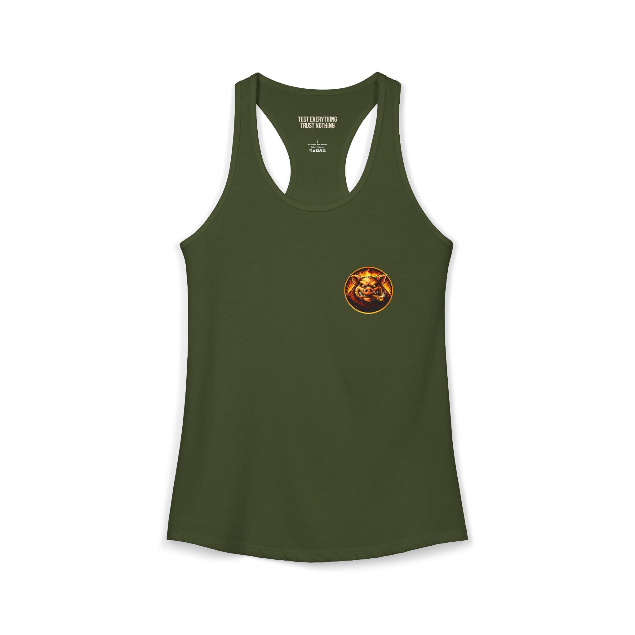 BBQ Test Pit Official Logo Women's Tank Top — Premium Racerback | Batch 001