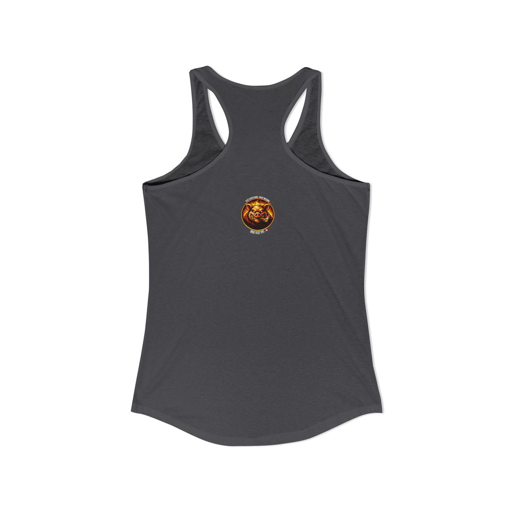 Stop Staring At My Rack Women's Tank Top — Premium Racerback | BBQ Test Pit