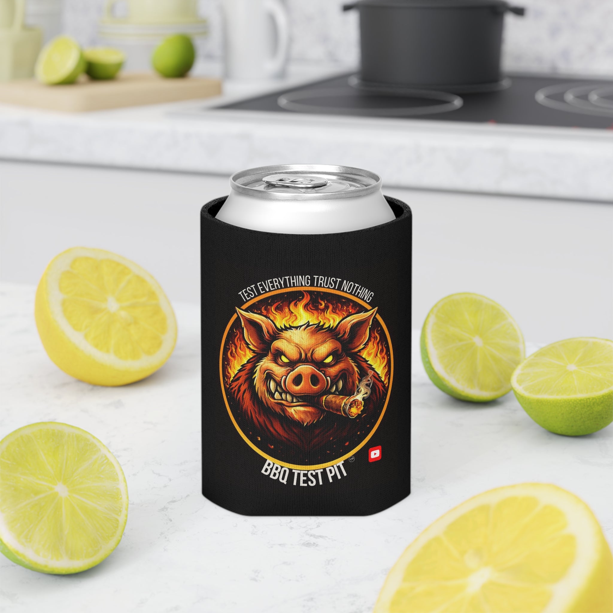 BBQ Test Pit Can Cooler — Insulated Beer Sleeves | Regular & Slim Can Options