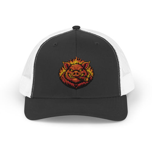 BBQ Test Pit Official Trucker Hat — Structured Snapback | Yupoong 6606