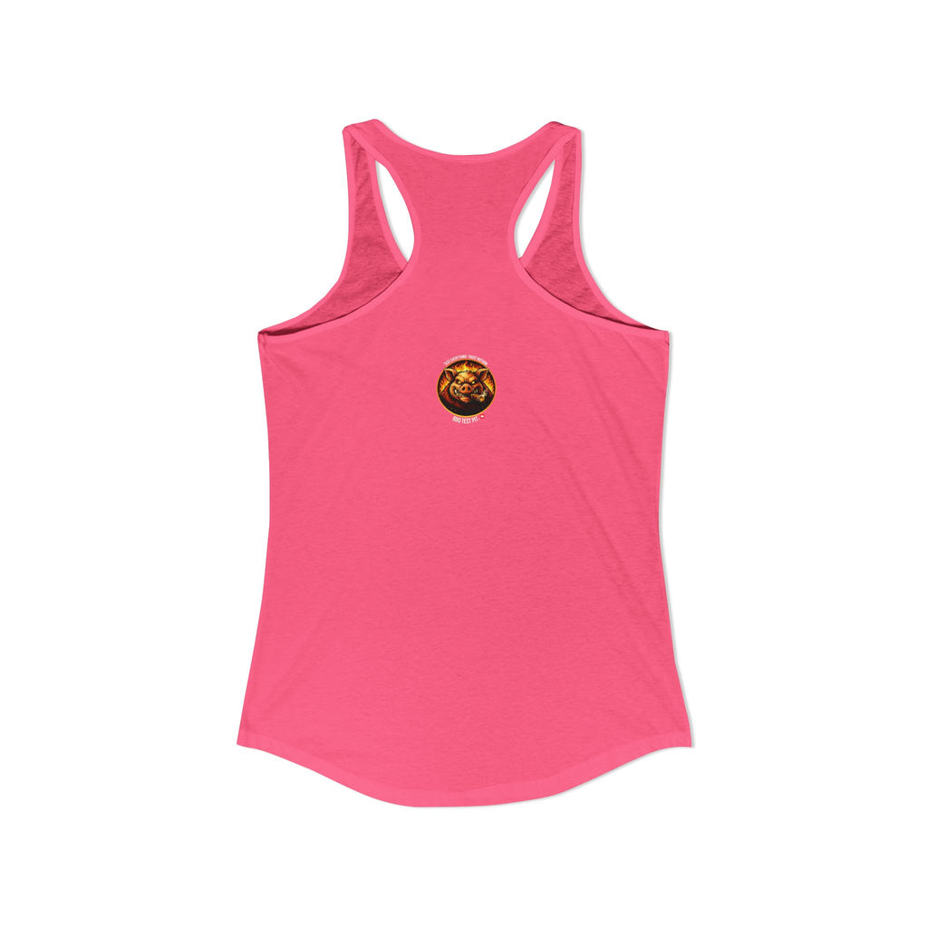 Stop Staring At My Rack Women's Tank Top — Premium Racerback | BBQ Test Pit