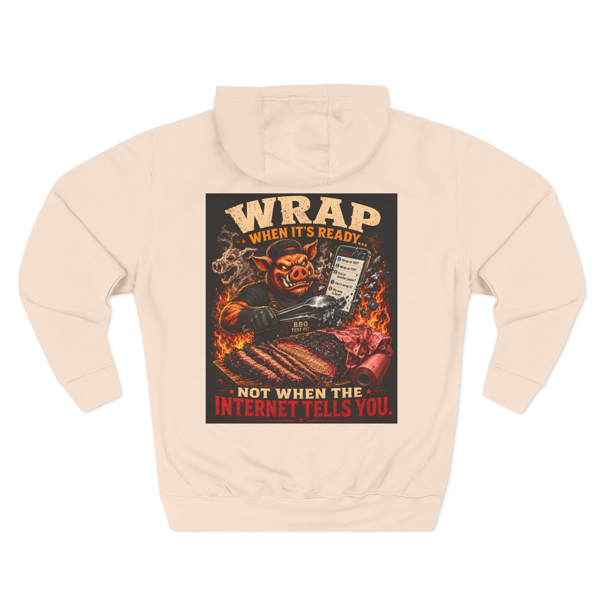 "Wrap When It's Ready" BBQ Hoodie — BBQ Test Pit Pitmaster Fleece Pullover