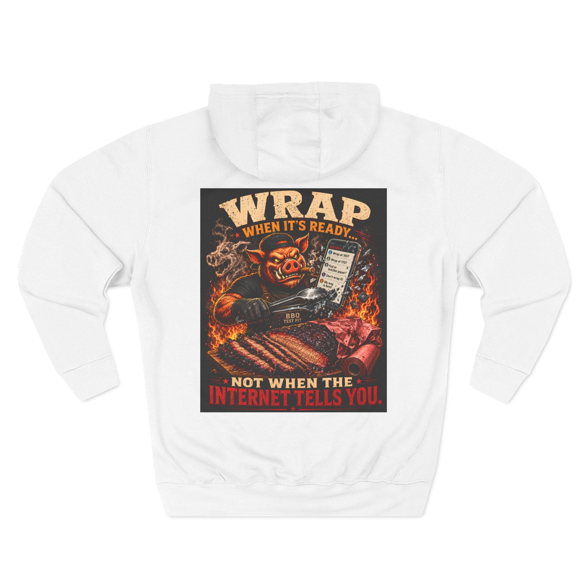 "Wrap When It's Ready" BBQ Hoodie — BBQ Test Pit Pitmaster Fleece Pullover