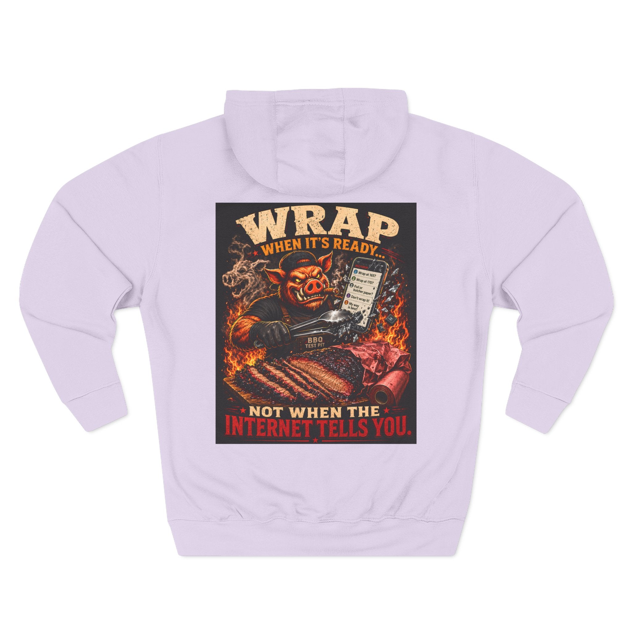 "Wrap When It's Ready" BBQ Hoodie — BBQ Test Pit Pitmaster Fleece Pullover