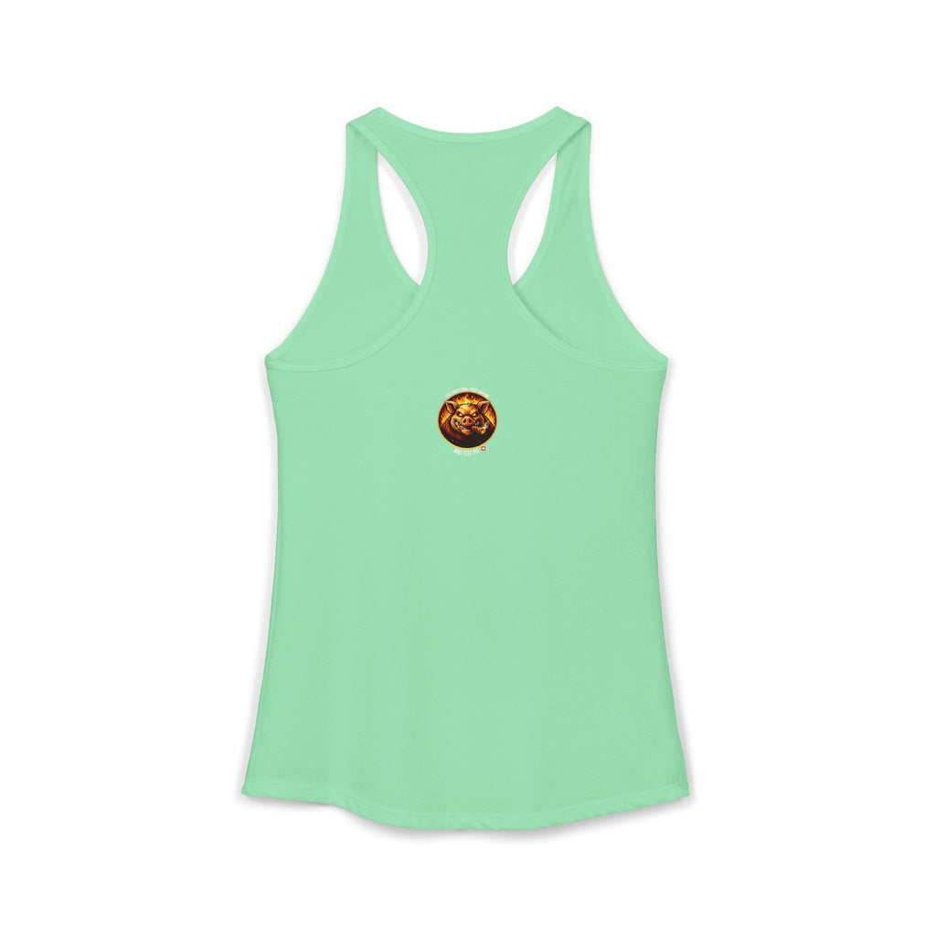 Stop Staring At My Rack Women's Tank Top — Premium Racerback | BBQ Test Pit