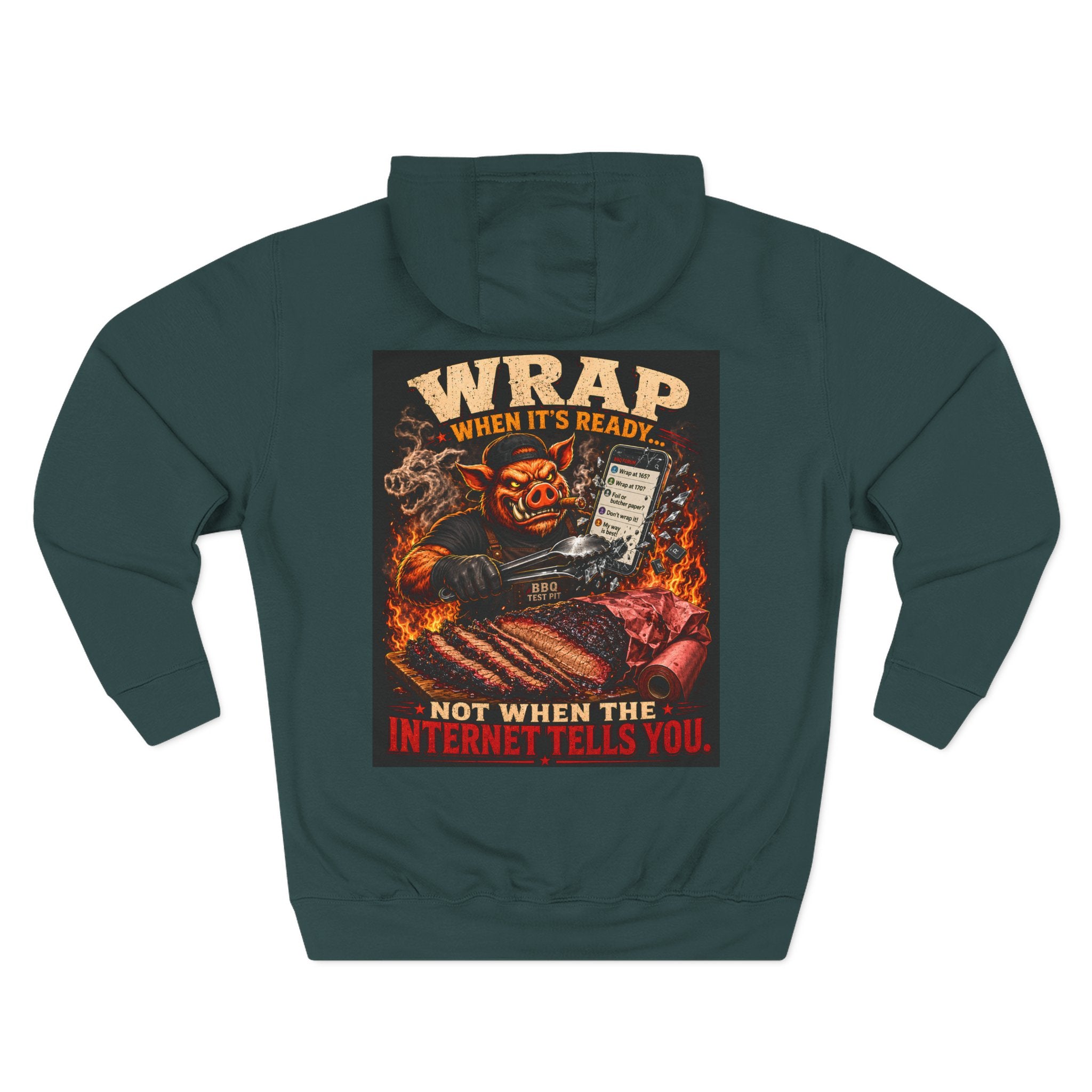 "Wrap When It's Ready" BBQ Hoodie — BBQ Test Pit Pitmaster Fleece Pullover