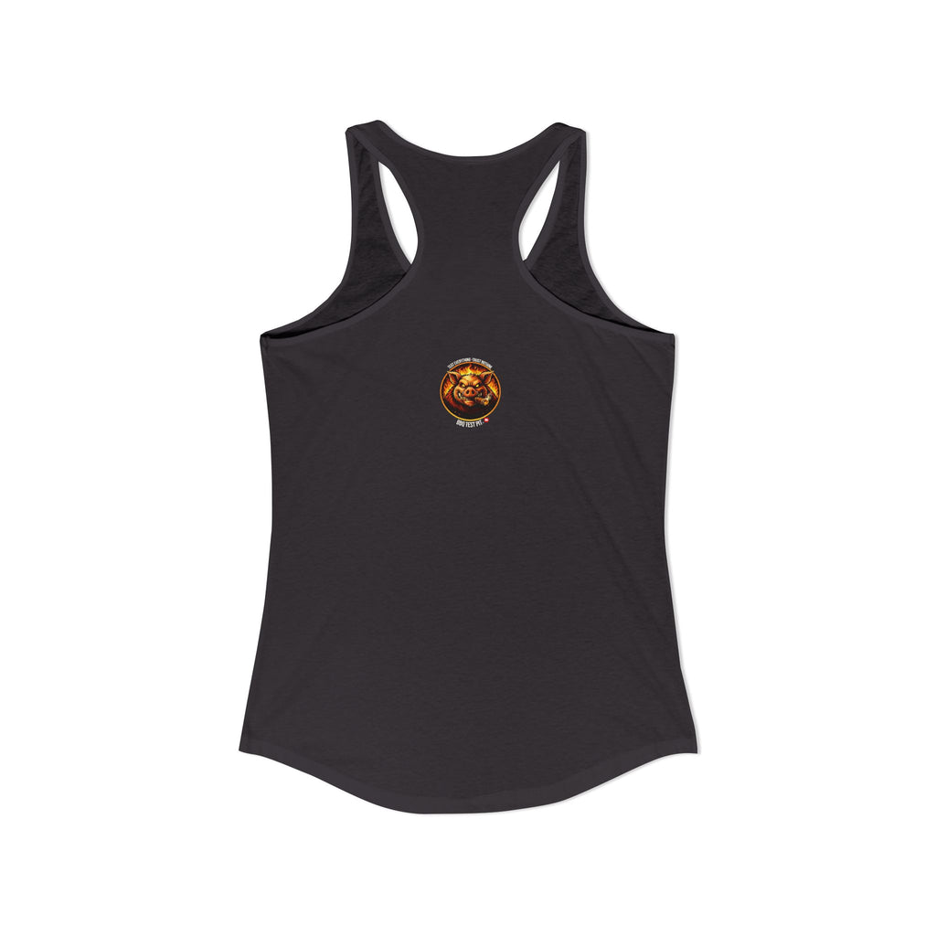 Stop Staring At My Rack Women's Tank Top — Premium Racerback | BBQ Test Pit