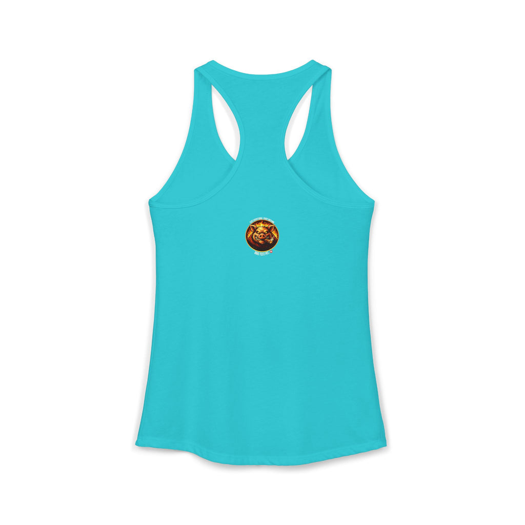 Stop Staring At My Rack Women's Tank Top — Premium Racerback | BBQ Test Pit