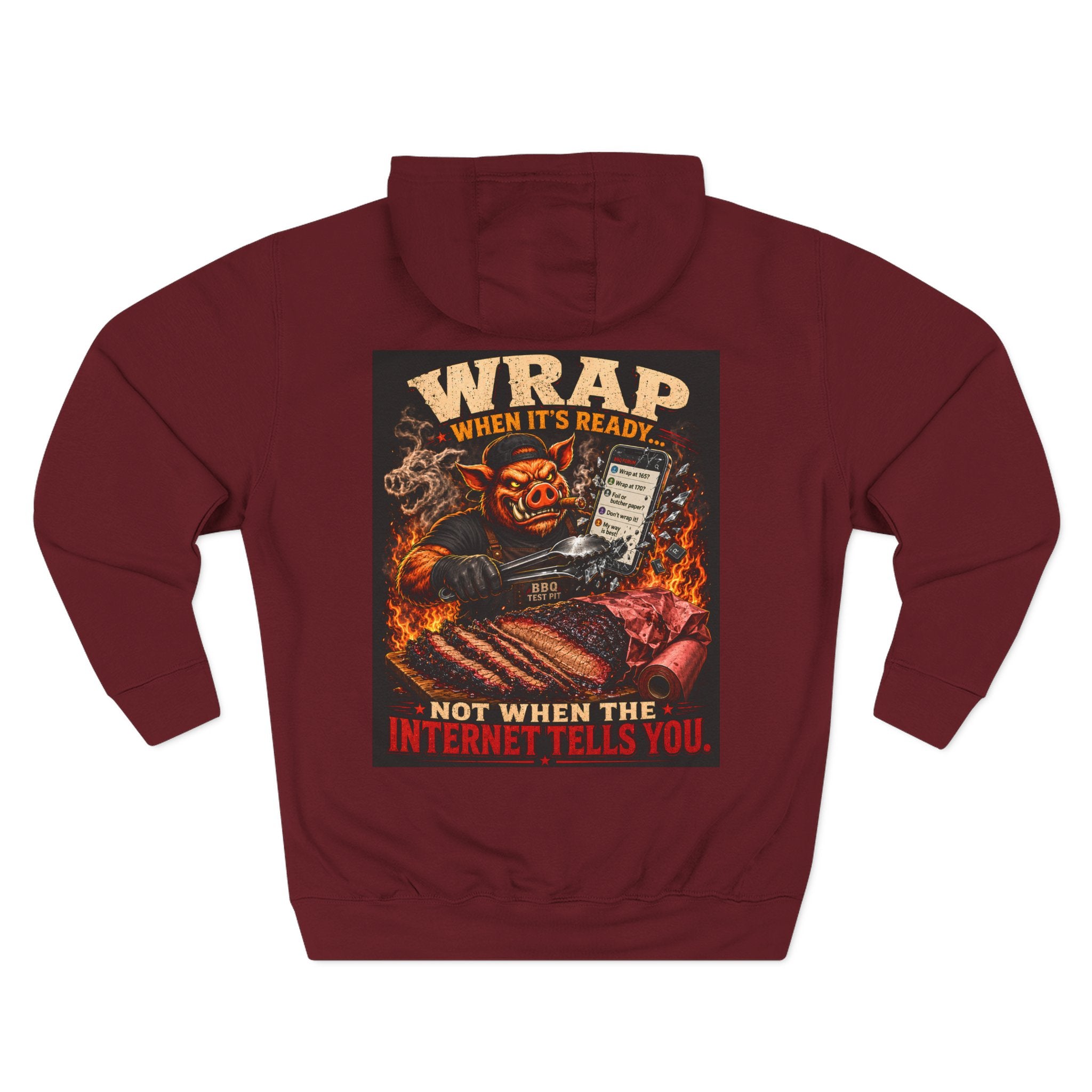 "Wrap When It's Ready" BBQ Hoodie — BBQ Test Pit Pitmaster Fleece Pullover