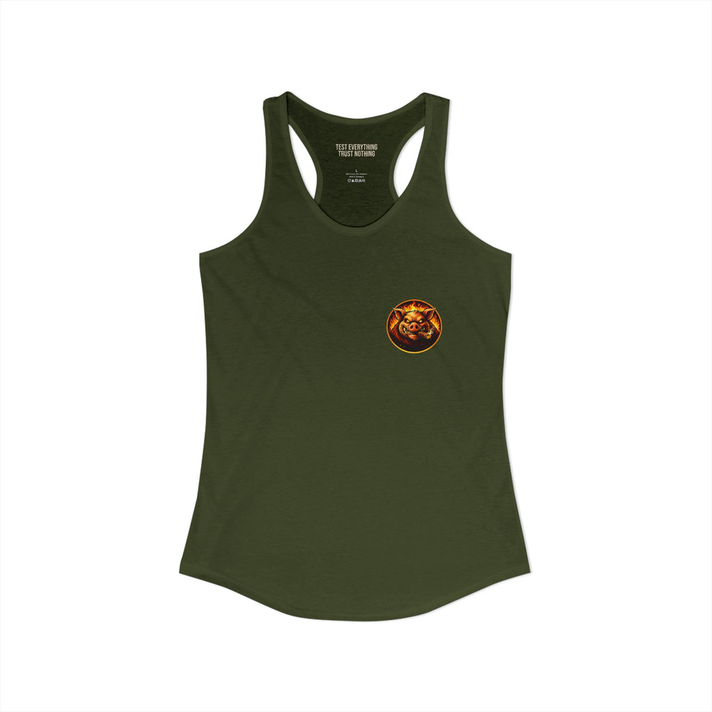 BBQ Test Pit Official Logo Women's Tank Top — Premium Racerback | Batch 001