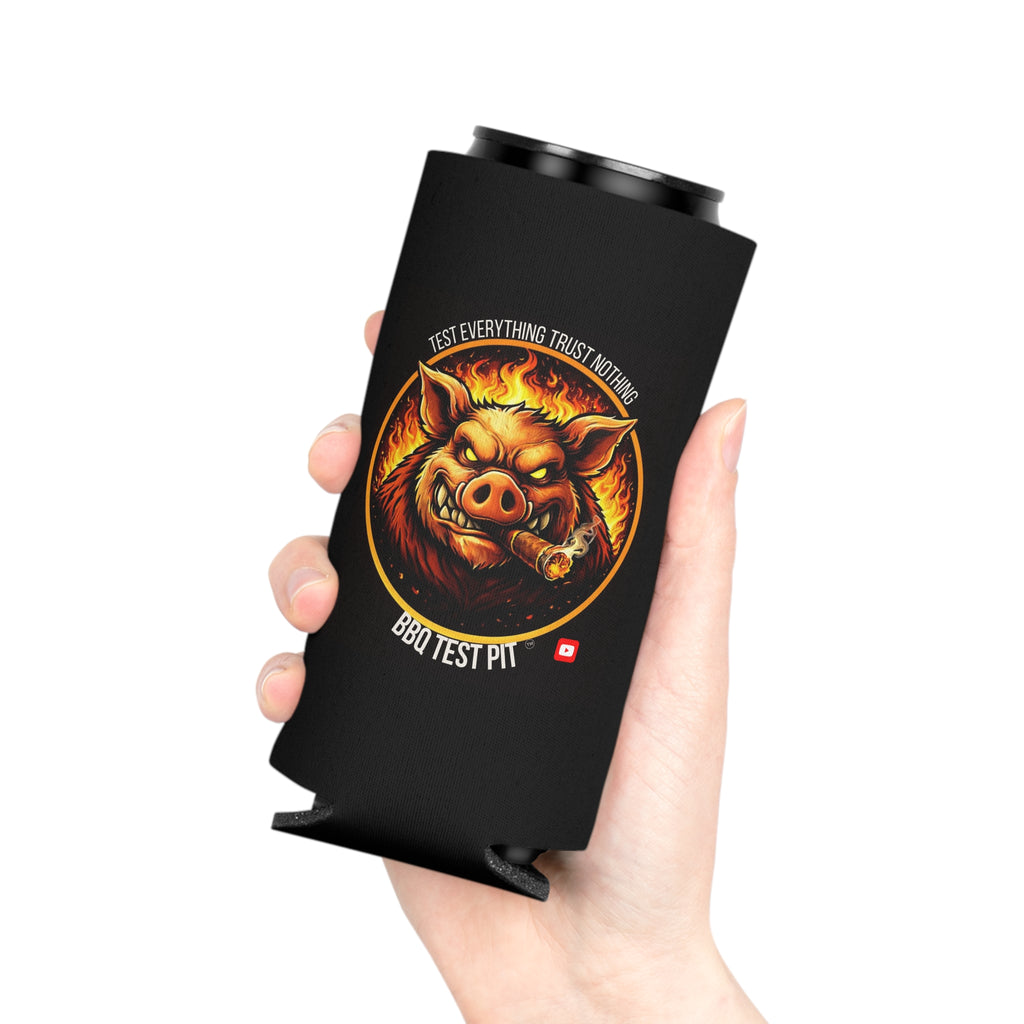 BBQ Test Pit Can Cooler — Insulated Beer Sleeves | Regular & Slim Can Options