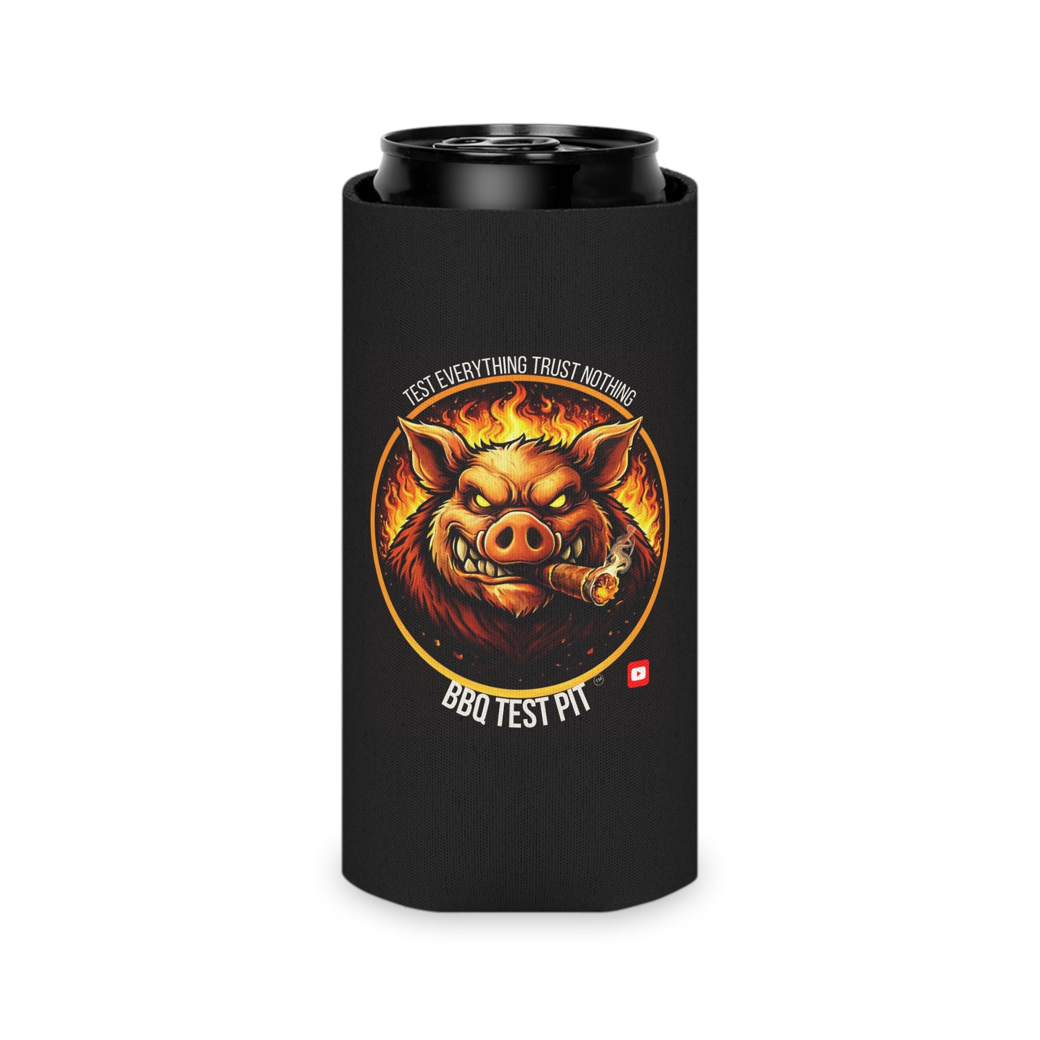 BBQ Test Pit Can Cooler — Insulated Beer Sleeves | Regular & Slim Can Options