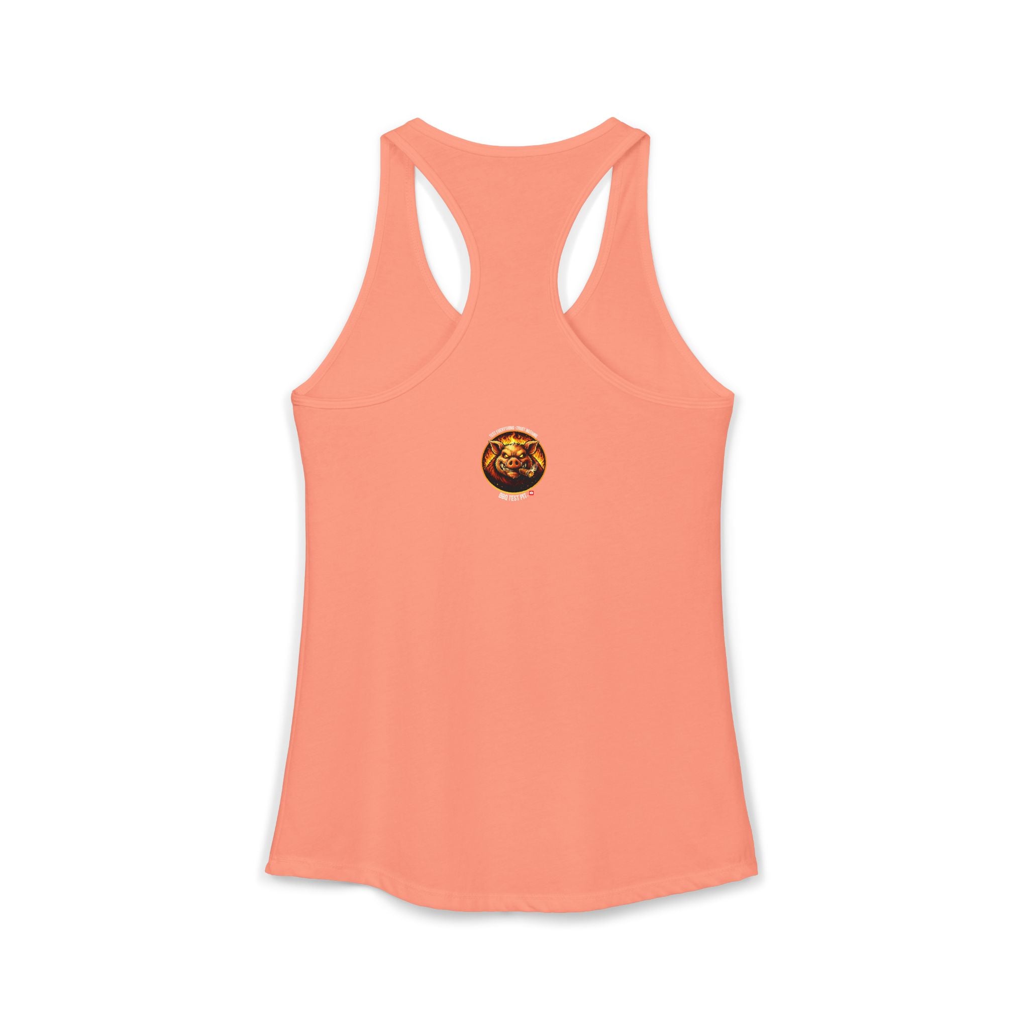 Stop Staring At My Rack Women's Tank Top — Premium Racerback | BBQ Test Pit