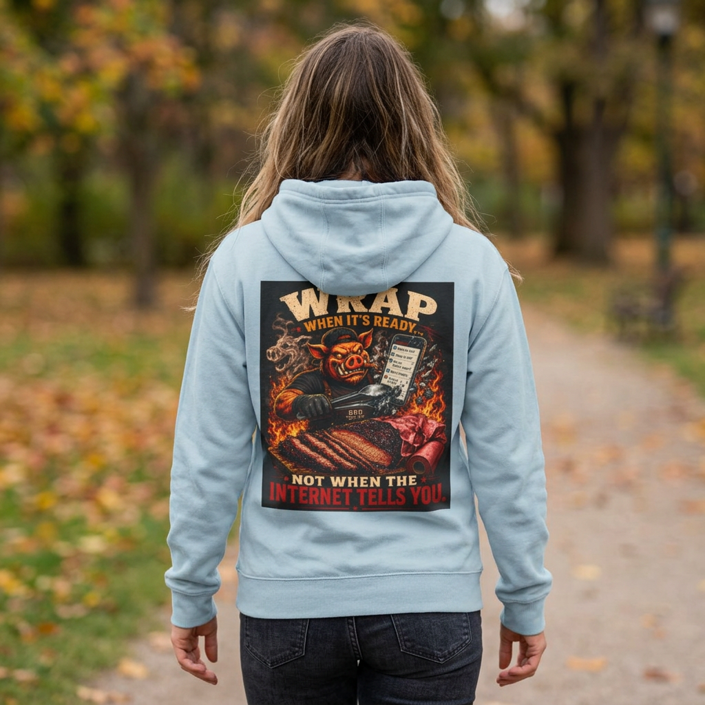 "Wrap When It's Ready" BBQ Hoodie — BBQ Test Pit Pitmaster Fleece Pullover