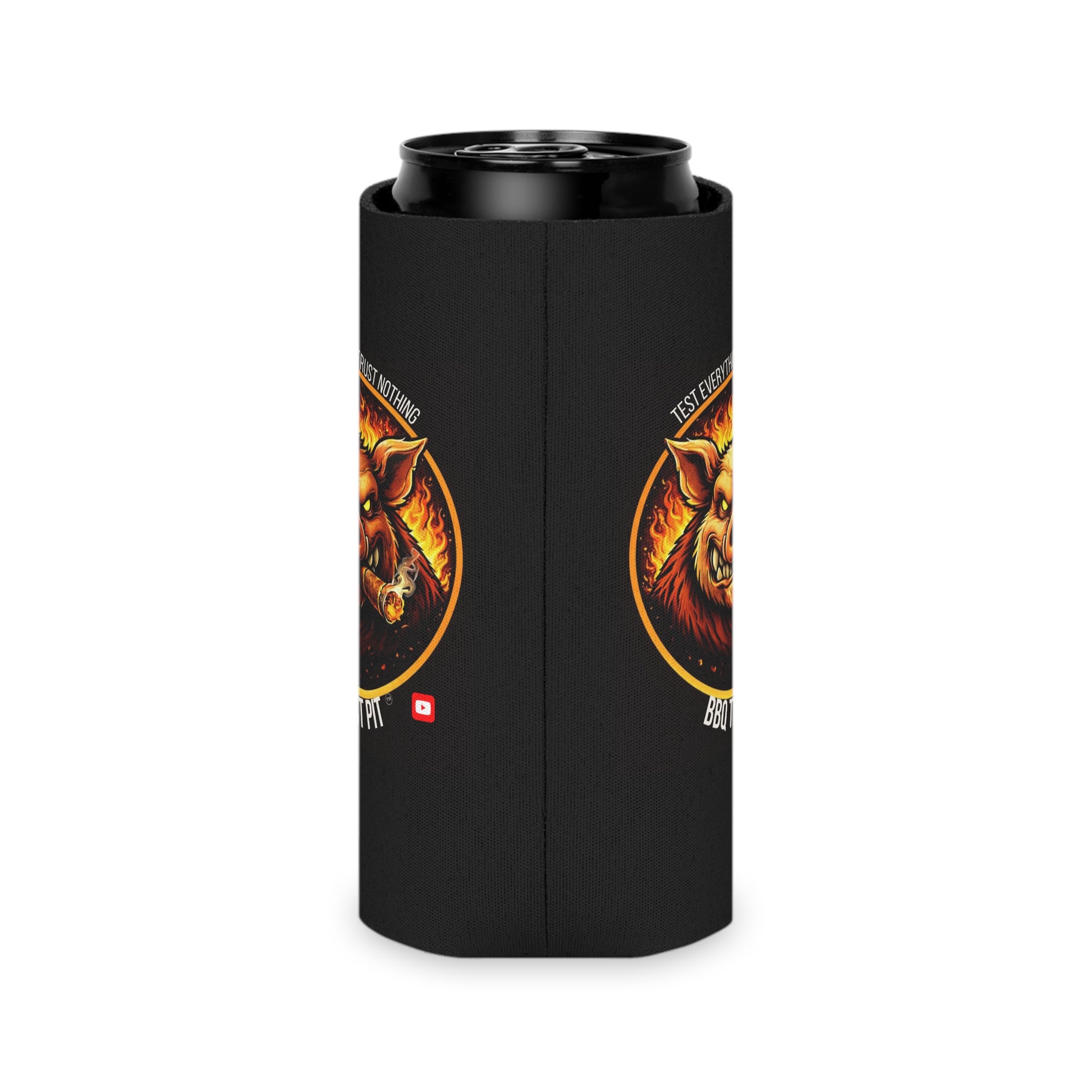 BBQ Test Pit Can Cooler — Insulated Beer Sleeves | Regular & Slim Can Options