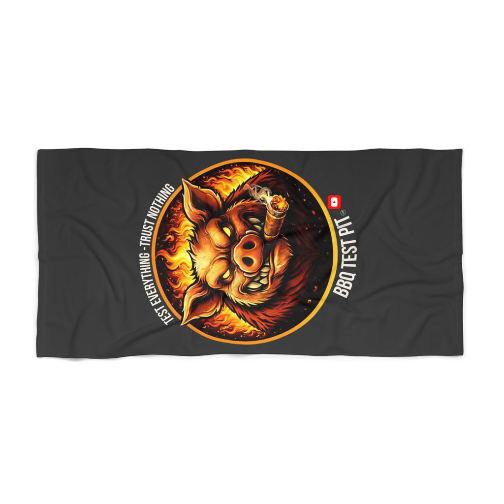 BBQ Test Pit Oversized Beach Towel — Heavy-Duty Pit Towel | 36"x72"