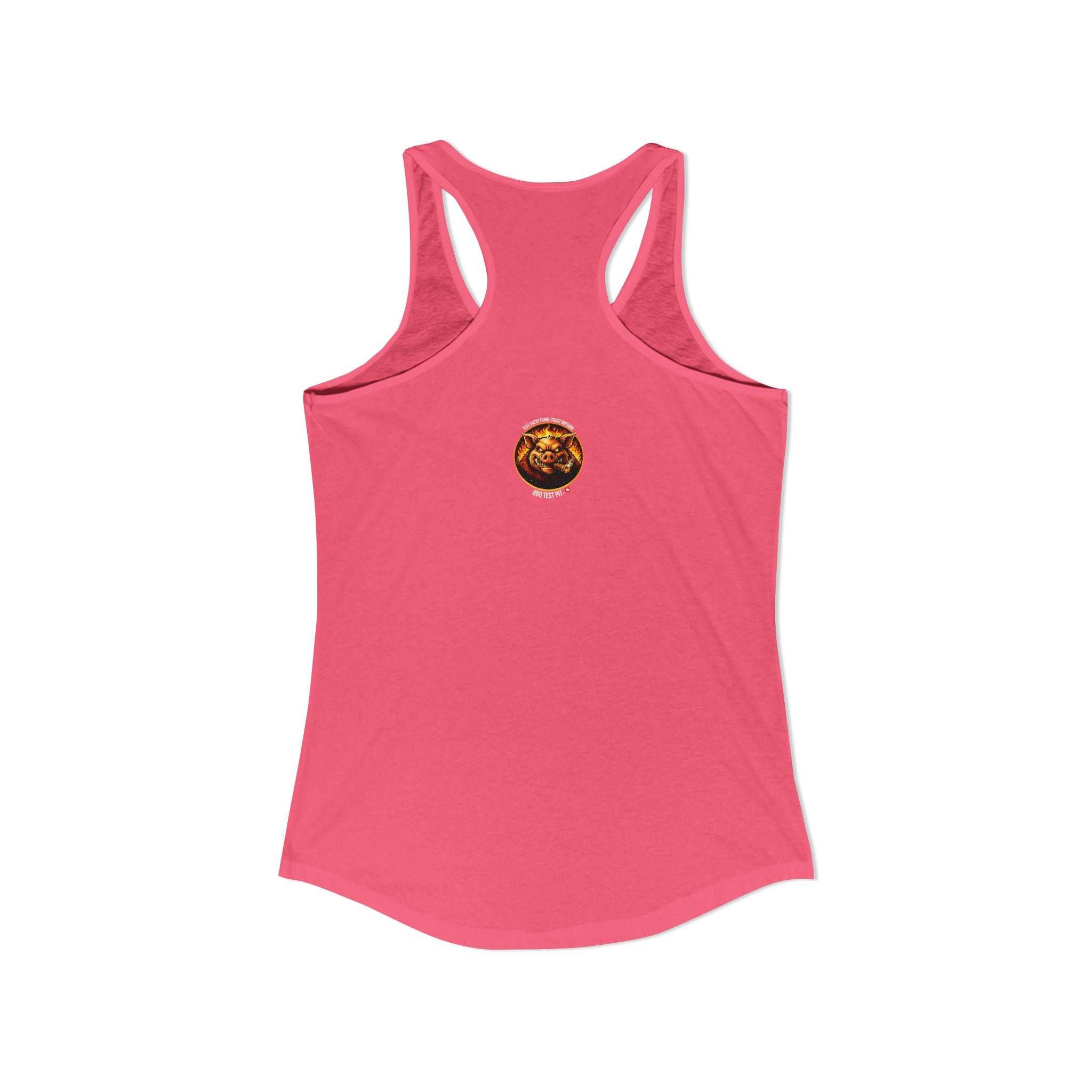 Stop Staring At My Rack Women's Tank Top — Premium Racerback | BBQ Test Pit