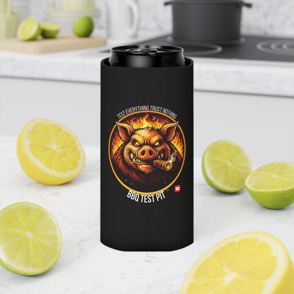 BBQ Test Pit Can Cooler — Insulated Beer Sleeves | Regular & Slim Can Options
