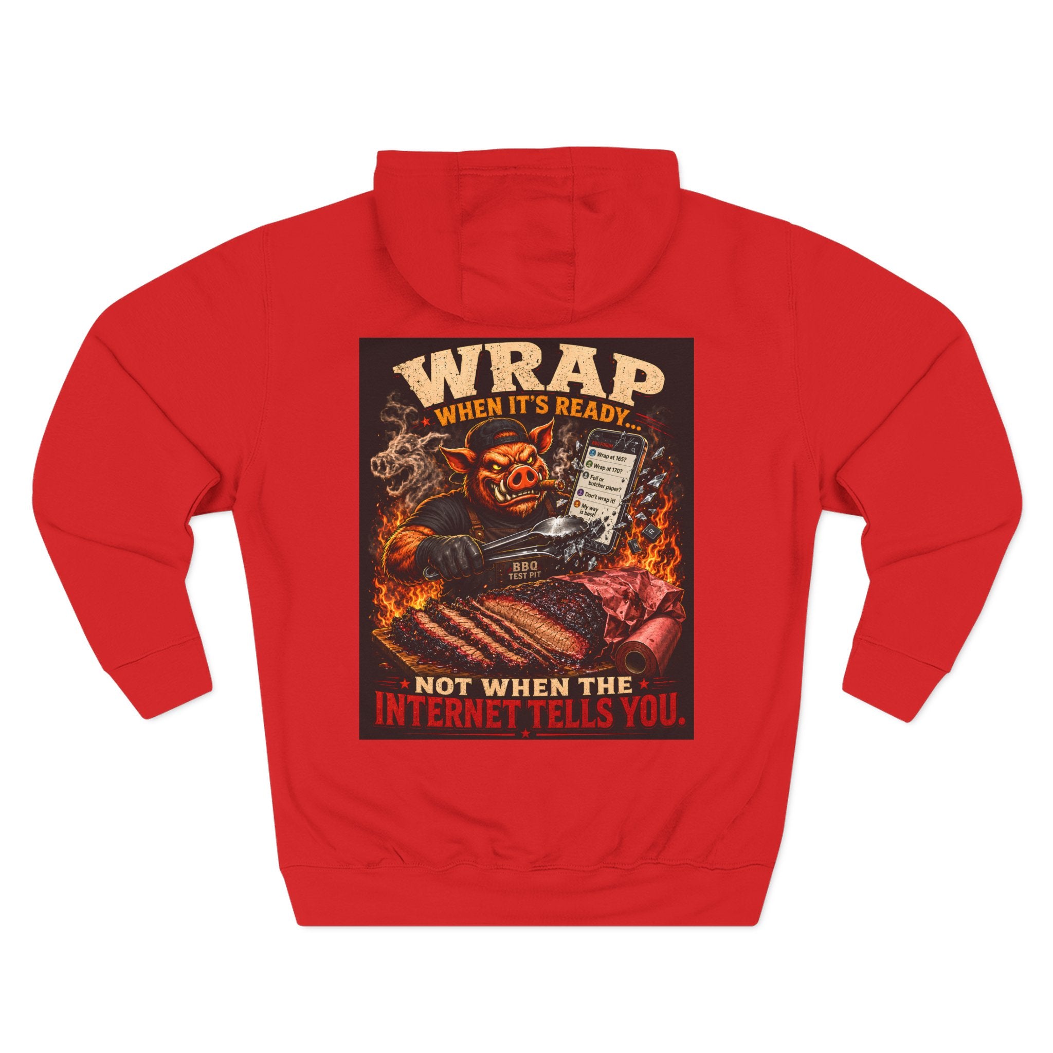 "Wrap When It's Ready" BBQ Hoodie — BBQ Test Pit Pitmaster Fleece Pullover