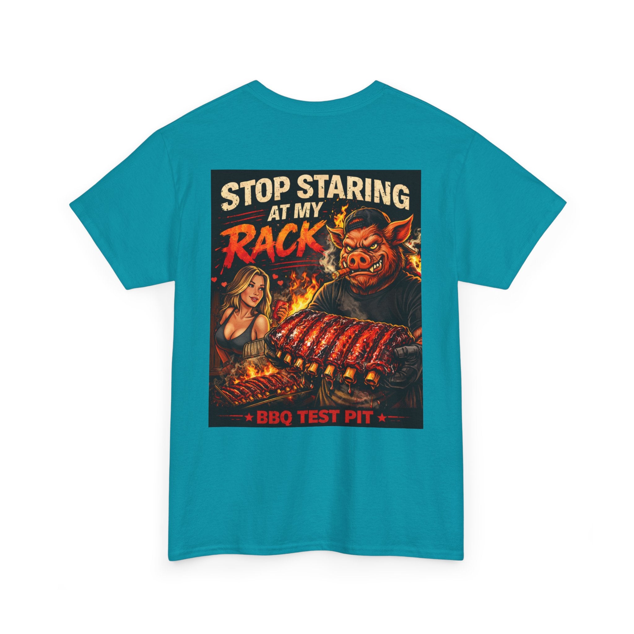 Stop Staring At My Rack T-Shirt — Rib Enthusiast Gear | BBQ Test Pit
