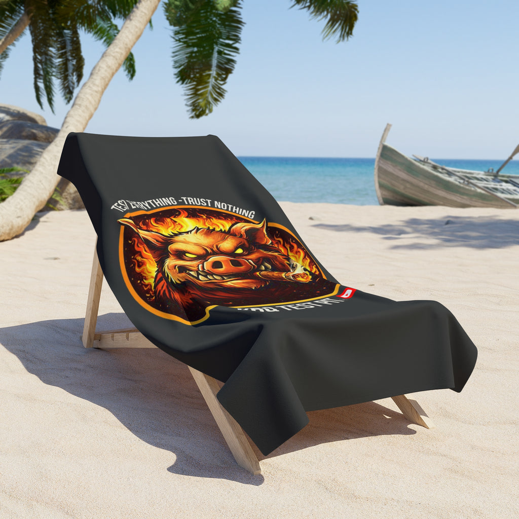 BBQ Test Pit Oversized Beach Towel — Heavy-Duty Pit Towel | 36"x72"