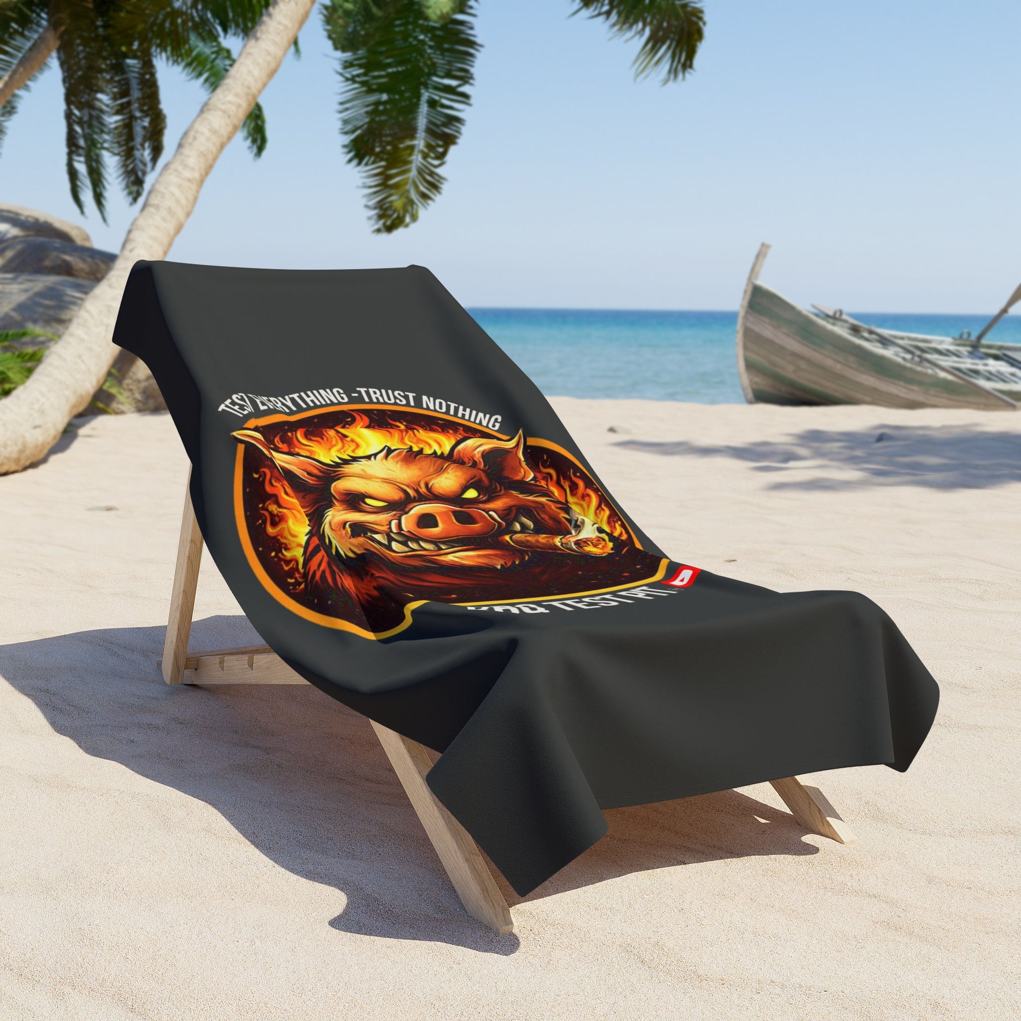 BBQ Test Pit Oversized Beach Towel — Heavy-Duty Pit Towel | 36"x72"
