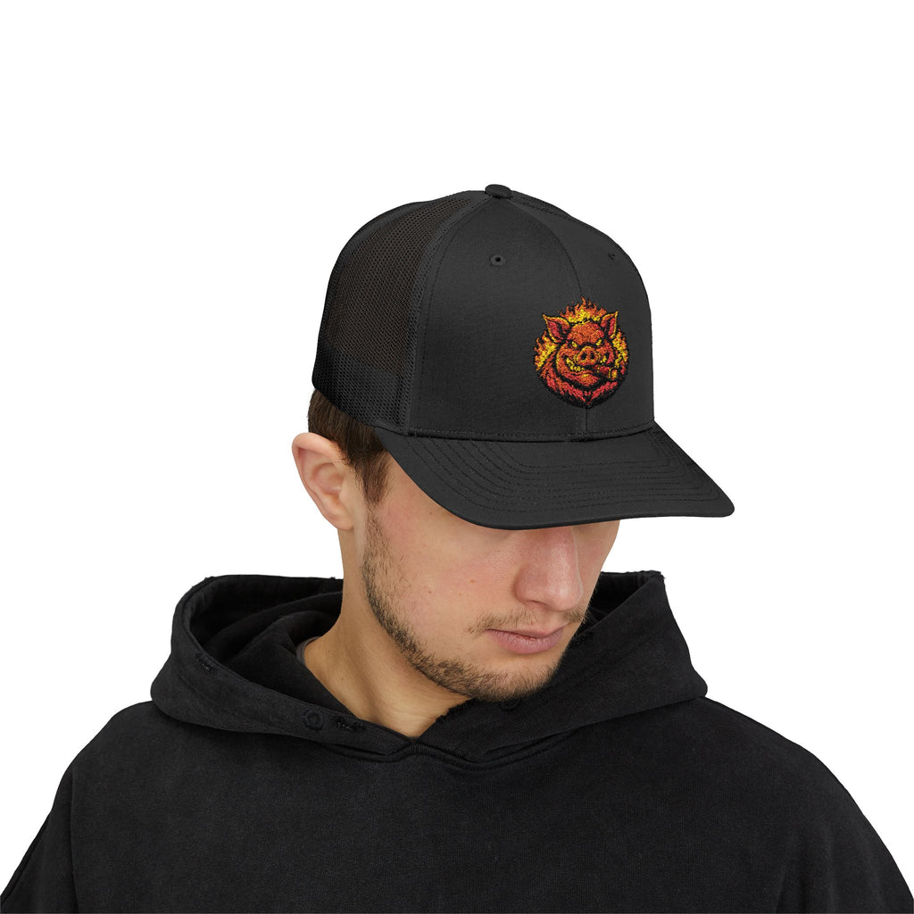 BBQ Test Pit Official Trucker Hat — Structured Snapback | Yupoong 6606