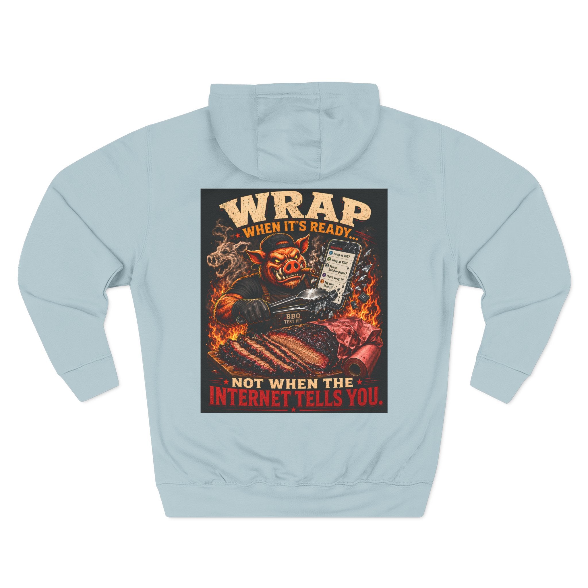 "Wrap When It's Ready" BBQ Hoodie — BBQ Test Pit Pitmaster Fleece Pullover