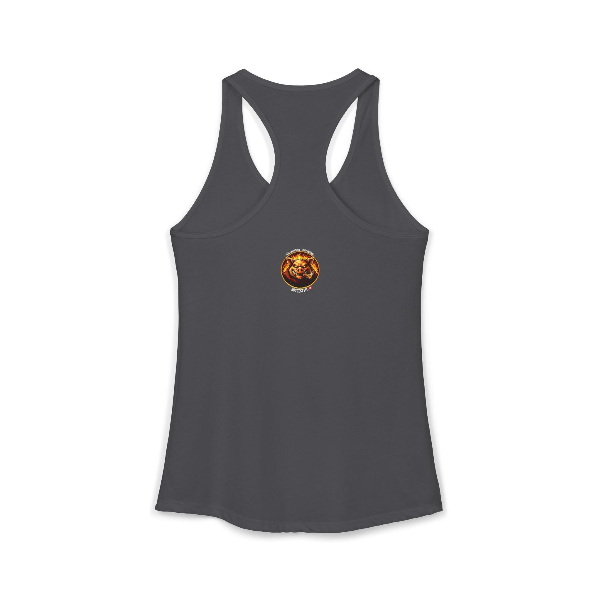 Stop Staring At My Rack Women's Tank Top — Premium Racerback | BBQ Test Pit