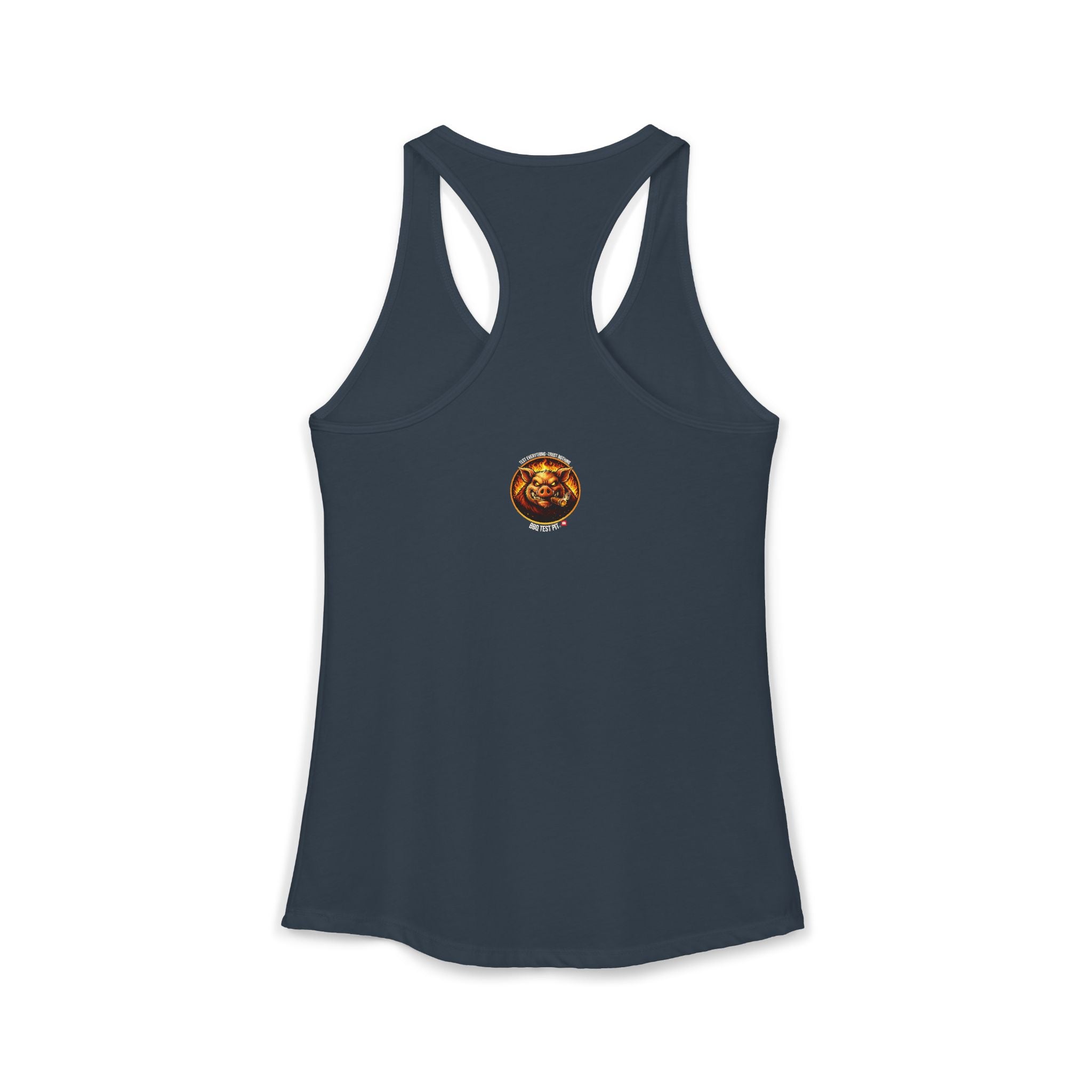 Stop Staring At My Rack Women's Tank Top — Premium Racerback | BBQ Test Pit