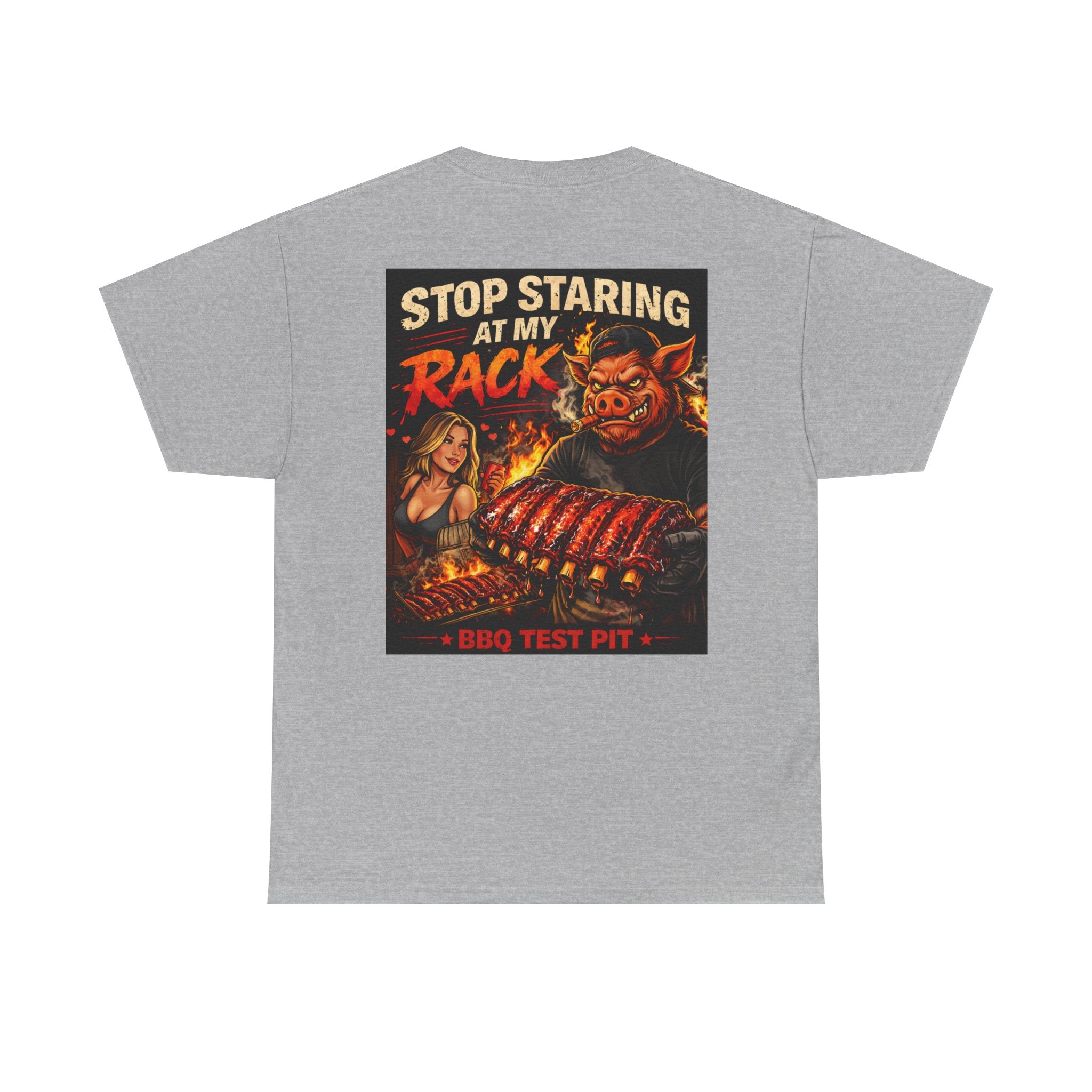 Stop Staring At My Rack T-Shirt — Rib Enthusiast Gear | BBQ Test Pit