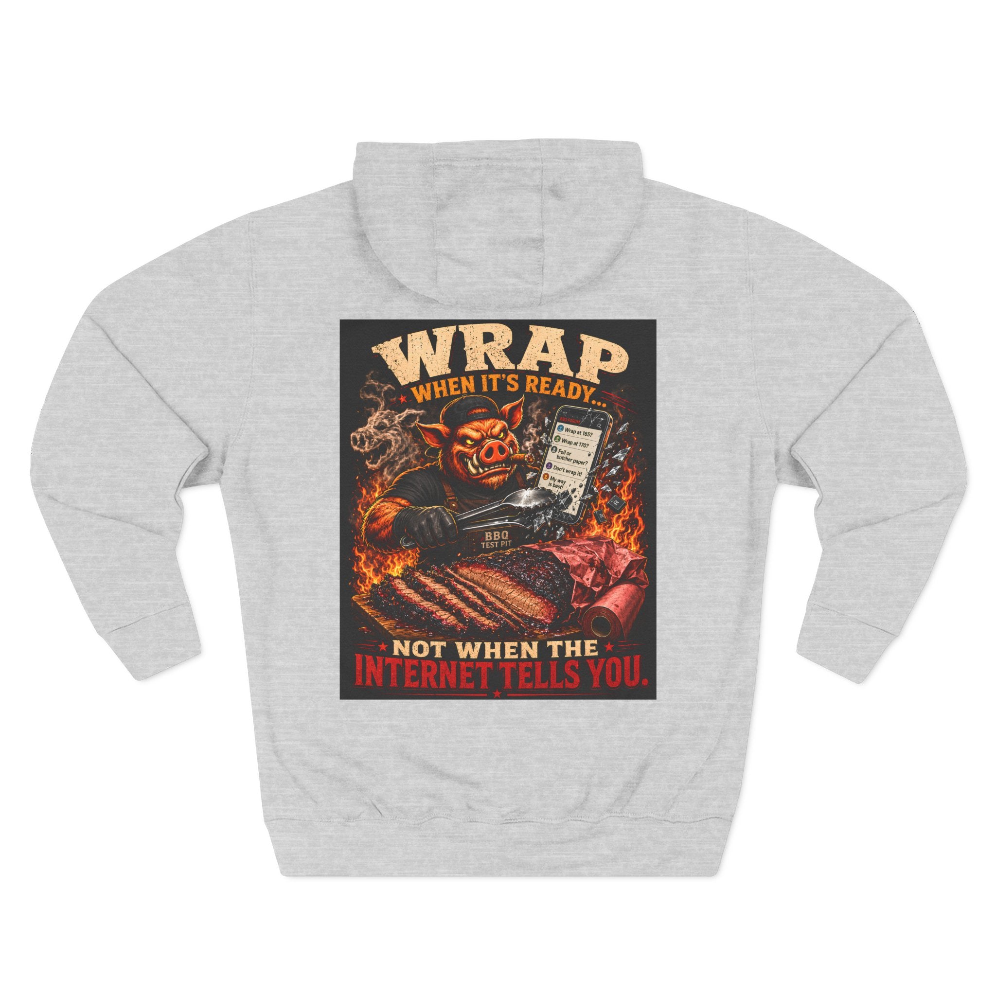 "Wrap When It's Ready" BBQ Hoodie — BBQ Test Pit Pitmaster Fleece Pullover