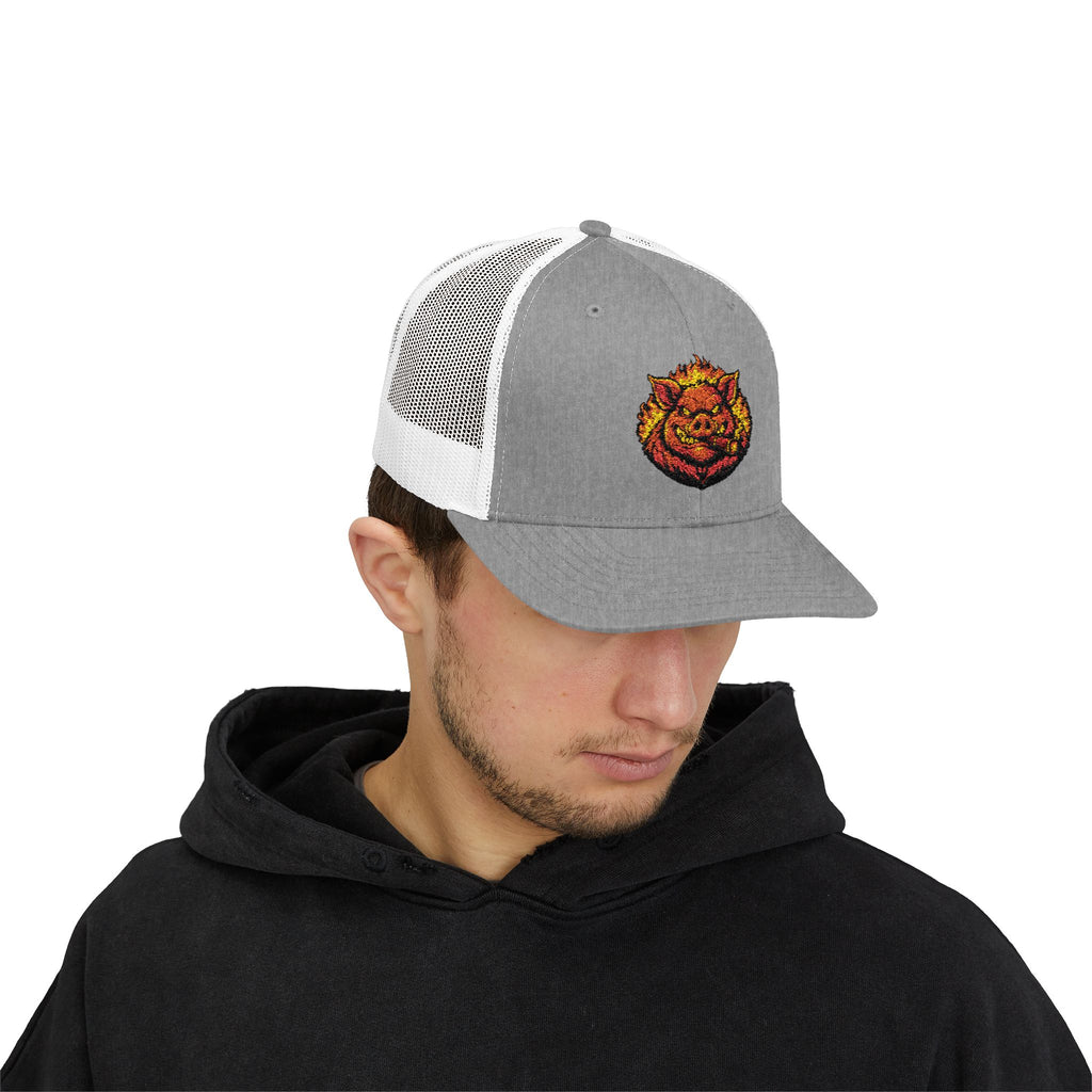 BBQ Test Pit Official Trucker Hat — Structured Snapback | Yupoong 6606
