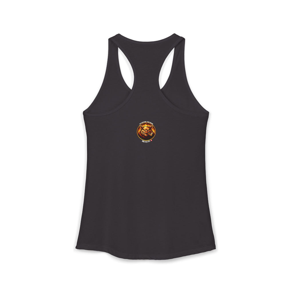 Stop Staring At My Rack Women's Tank Top — Premium Racerback | BBQ Test Pit