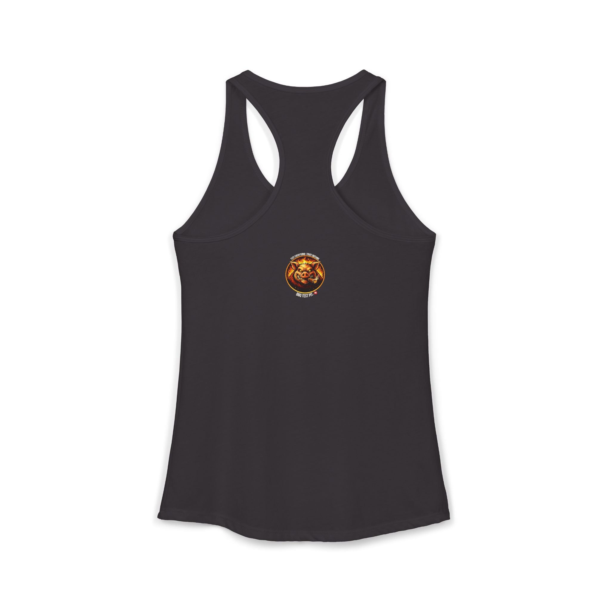 Stop Staring At My Rack Women's Tank Top — Premium Racerback | BBQ Test Pit